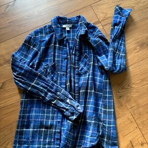 Blue Plaid Button-Up Shirt